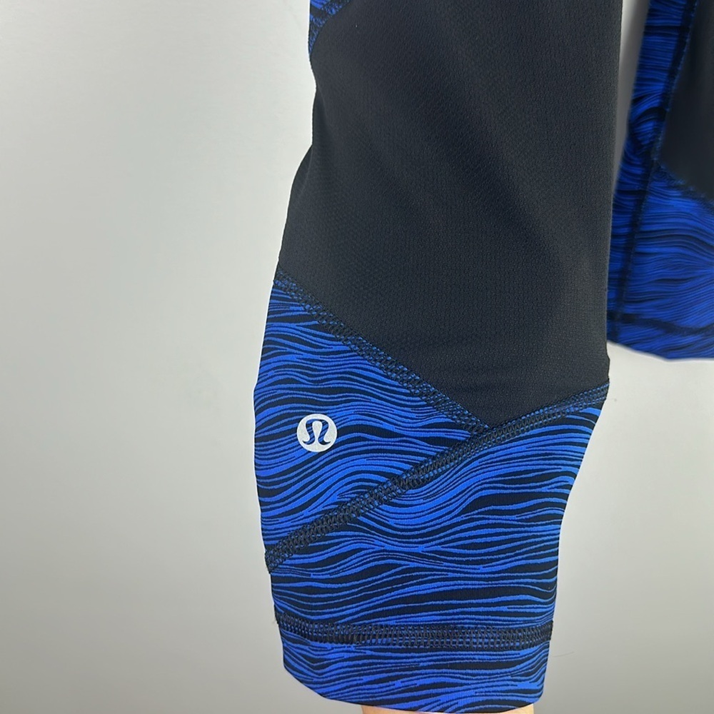 Lululemon Pace Rival Crop 22” Leggings Size 2 Life Lines Cerulean Blue Black - Picture 13 of 16